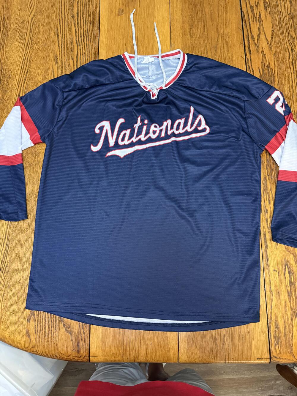 Washington Nationals Jersey Mens Large MLB Baseball Script 24 Polyester Red Whit